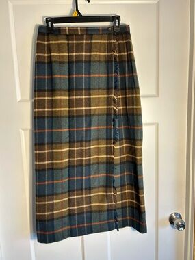 Rafaella Women’s 8  Plaid Wool Blend Skirt Old Money Country Estate 4609